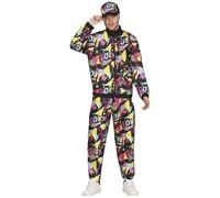 FIESTAS GUIRCA 80s Forever Tracksuit Mens Fancy Dress Costume - Colourful Shell Suit - Jogging Suit Fancy Dress Men Size L 42-44
