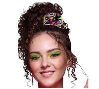 FIESTAS GUIRCA | 80s Multicolour Hair Tie - Hair Accessory for Disco Party and 80s Fancy Dress - Ideal for Adult Women at Retro Style Celebrations and Events - Multicolour