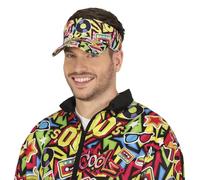 FIESTAS GUIRCA | 90s Multicolour Visor (One Size) - Party Hat for Summer Celebrations and Graduations - Unisex Accessory for Hawaiian and Themed Parties - Adult - Multicolour