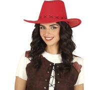 FIESTAS GUIRCA Adult Brown Cowboy Hat Stitched Effect Wild West Fancy Dress Accessory Western Hat Dress Up Unisex Men Women One Size