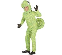 FIESTAS GUIRCA Adult Chameleon Costume Unisex Green with Headpiece and Tail