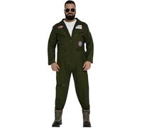 FIESTAS GUIRCA | Adult Fighter Pilot Fancy Dress Costume (54-56/XL) - Jumpsuit for Men - Military and Aviator Costumes for Film Parties, Halloween and Carnival - Ideal for Adults - Green