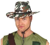 FIESTAS GUIRCA - Adult Hunter Soldier Camouflage Cowboy Hat - Fancy dress accessory - Cosplay for Carnival - Theme(s): Military