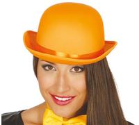 Fiestas Guirca Adult Satin Deluxe Bowler Hat Orange Clown Fancy Dress Up Colourful Hat Halloween Cosplay World Book Day Circus Fancy Dress Unisex One Size