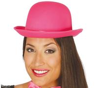 Fiestas Guirca Adult Satin Deluxe Bowler Hat Pink Clown Fancy Dress Up Colourful Hat Halloween Cosplay World Book Day Circus Fancy Dress Unisex One Size