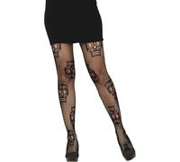 FIESTAS GUIRCA | Adult Skull Tights (One Size) - Stockings for Day of the Dead and Halloween Costume - Fancy Dress Accessory for Women - Ideal for Parties and Celebrations - Black