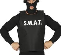 FIESTAS GUIRCA | Adult SWAT Waistcoat - Police and Special Forces Costume Accessory - Ideal for Fancy Dress Parties, Halloween and Carnival - Black