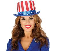 Fiestas Guirca Adult USA Top American Fancy Dress Up Uncle Sam 4th of July Headwear Accessory American Flag Halloween Cosplay Red White and Blue One Size