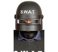 FIESTAS GUIRCA Adults Swat Helmet Hard Plastic Police Fancy Dress Hat Accessory Halloween Cosplay Special Forces Dress Up Black One Size (Black)