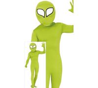 FIESTAS GUIRCA | Alien Fancy Dress Adult - Hood, Gloves and Jumpsuit - Extraterrestrial Costumes for Halloween, Carnival and Superhero & Villain Parties - Ideal for Men