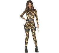 FIESTAS GUIRCA Army Girl Fancy Dress Women - Sexy Military Fighter Jumpsuit - Fancy Dress Costumes for Women Size S 8-10