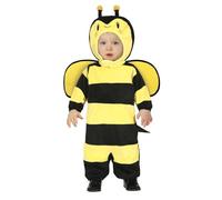 FIESTAS GUIRCA Baby Bee Fancy Dress Costume for Baby Boy or Girl - Black and Yellow Striped Bee Onesie with Hood and Wings - Age 18-24 Months