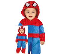 FIESTAS GUIRCA Superhero Baby Fancy Dress Costume for Baby Boy - Blue and Red Super Hero Onesie with Spider Pattern - Age 18-24 Months