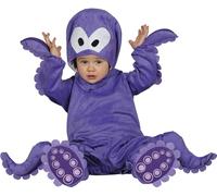 FIESTAS GUIRCA | Baby Octopus Fancy Dress Costume (18-24 Months) - Hood, Jumpsuit and Feet - Marine Animal Costumes for Halloween, Carnival and Fancy Dress Parties - Ideal for Unisex Babies - Purple