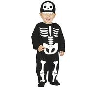 FIESTAS GUIRCA Baby Skeleton Fancy Dress Costume Costume Toddler - Halloween Outfit for Baby - Jumpsuit and Hat - Cute Fancy Dress (6-12 Months)