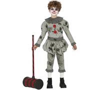 FIESTAS GUIRCA Bad Clown Costume for Boys Grey Red 5 Piece Set Halloween