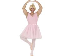 FIESTAS GUIRCA | Ballet Dancer Fancy Dress Costume (52-54/L) - Jumpsuit and Tutu - Dance and Ballet Costumes for Stag Parties, Carnival and Fancy Dress Parties - Ideal for Adult Men - Pink