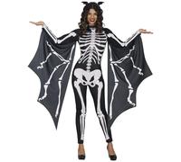 FIESTAS GUIRCA | Bat Skeleton Fancy Dress Costume for Women (10-12/M) - Jumpsuit and Wings - Ideal for Halloween, Carnival and Animal and Skeleton Fancy Dress Parties - Perfect for Adults - Black