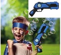 FIESTAS GUIRCA | Battery Operated Bubble Gun with Tank (33 cm) - Costume Accessory for Carnival, Birthdays, Themed Parties, Entertainment, Adults Children - Blue Black