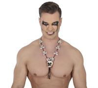 FIESTAS GUIRCA | Beige Bones Necklace - Jewellery for Skeleton and Halloween Costume - Ideal Accessory for Horror Parties and Themed Celebrations - (Unisex) - Beige