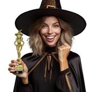 FIESTAS GUIRCA | Best Costume Prize Trophy Little Witch (22 cm) - Halloween and Fancy Dress Party Decoration - Ideal for Witch Costume Contests and Celebrations - Gold and Black