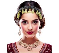 FIESTAS GUIRCA | Black and Gold Coin Headband (One Size) - Accessory for Princess, Gypsy and Fortune Teller Fancy Dress - Ideal for Carnival, Parties and Celebrations - Adult Women - Black Gold