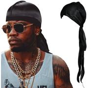 FIESTAS GUIRCA | Black Bandana Hat - Textile Accessory for Pirate, Biker and Adventurer Fancy Dress - Ideal for Carnival, Halloween and Cosplay Parties (Unisex) - Black