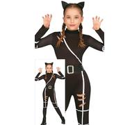 FIESTAS GUIRCA Black Cat Girls Fancy Dress Costume - Including Cat Ears Headband, Black Jumpsuit and Belt - Halloween Girls Costumes Age 7-9 Years