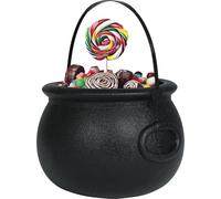 FIESTAS GUIRCA | Black Cauldron (16x20 cm) - Halloween Decoration for Trick or Treat and Witch Parties - Ideal for Sweet and Candy Baskets and Buckets - Black