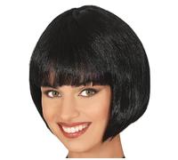 FIESTAS GUIRCA | Black Medium Length Wig (One Size) - Fancy Dress Accessory for Adults - Ideal for 1920s Themed Parties, Carnival, Halloween and More - Black