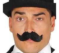 FIESTAS GUIRCA | Black Moustache - Fancy Dress Accessory for Adult Men - Ideal for Cowboy and 19th Century Parties, Halloween and Carnival - Beard and Moustache Complement - Black