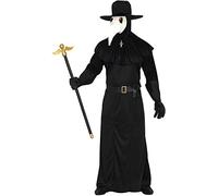 FIESTAS GUIRCA Black Plague Doctor Costume - Includes Bird Beak Mask Halloween Costume Men