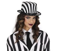FIESTAS GUIRCA | Black & White Striped Hat (One Size) - Costume Hat for Halloween and 19th Century Parties - Unisex Adult Accessory - Black & White
