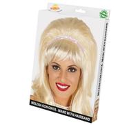 FIESTAS GUIRCA | Blonde Bob Wig with Ribbon (One Size) - Fancy Dress Accessory for 1950s Themed Parties and Retro Celebrations - Ideal for Adult Women - Blonde