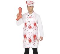 FIESTAS GUIRCA | Blood Splatter Chef Costume Set Adult - Hat & Apron | 2-Piece Set | Red Splatter | With Headpiece | 55X70cm | Polyester | Halloween, Carnival, Fancy Dress