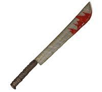FIESTAS GUIRCA | Bloodied Toy Machete - Fancy Dress Accessory for Halloween and Themed Parties - Fake Bladed Weapon for Horror - Ideal for Adults and Teens - Metallic and Red