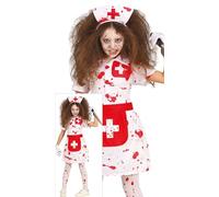 FIESTAS GUIRCA | Bloody Nurse Costume Set for Girls - White & Red - Ideal