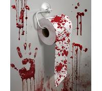 FIESTAS GUIRCA | Bloody Toilet Roll 2-Ply (32.8 ft) - Scary Decoration for Halloween and Terrifying Parties - Ideal for Props in Spooky Scenes and Celebrations - Red White