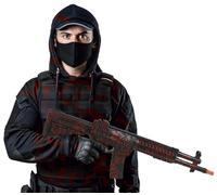 FIESTAS GUIRCA | Bloody Toy Assault Rifle (59 cm) - Fake Weapon for Military and Soldier Fancy Dress - Ideal for Halloween, Carnival and Horror Parties - Black