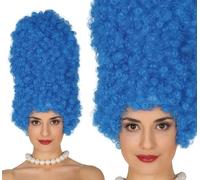 FIESTAS GUIRCA | Blue Curly Wig (15.7 in) - Fancy Dress Accessory for Themed Parties and Video Game Cosplay - Ideal for Adult Women at Halloween and Carnival - Blue