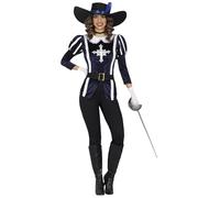 FIESTAS GUIRCA Blue Musketeer Fancy Dress Women - Fancy Dress Costumes for Women incl. Musketeer Hat Size M 10-12