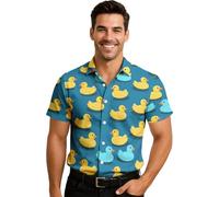 FIESTAS GUIRCA | Blue Rubber Ducks Shirt (42-44/XL) - Fancy Dress Accessory for Adult Men - Ideal for Summer Parties, Graduations and Hawaiian Celebrations - Blue