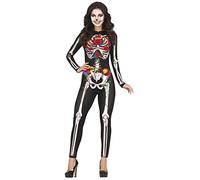 FIESTAS GUIRCA Bones and Roses Day Of The Dead Jumpsuit - Flowered Skeleton Catsuit Halloween Costume Adult Women - Adults Fancy Dress Costumes Women Size S 8-10
