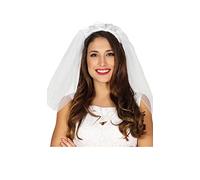 FIESTAS GUIRCA Bridal Veil - Elegant White Tulle with Rose, One Size Fits All, Perfect for Weddings, Bachelorette Parties, and Bridal Showers