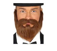 FIESTAS GUIRCA | Brown Beard and Moustache with Elastic - (Fancy Dress Accessory for Adult Men) - Ideal for Medieval and 19th Century Parties, Halloween and Carnival - Brown