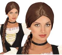 FIESTAS GUIRCA | Brown Plaited Wig (One Size) - Medieval Fancy Dress Accessory for Princesses and Fairytale Characters - Ideal for Parties and Carnival - Adult Women