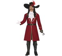 FIESTAS GUIRCA | Captain Corsair Fancy Dress Adult (38-40/M) - Jacket, Belt and Chest Piece - Pirate and Adventure Costumes for Halloween, Carnival and Movie Parties - Ideal for Men - Red and Black