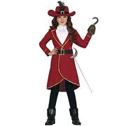 FIESTAS GUIRCA Captain Pirate Fancy Dress for Boys or Girls - Burgundy Pirate Kids Fancy Dress Costumes Boys & Girls 10-12 years