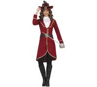 FIESTAS GUIRCA Captain Pirate Fancy Dress Women - Burgundy Pirate Fancy Dress Costumes for Women Size L 14-16