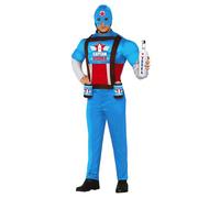 FIESTAS GUIRCA Captain Vodka Fancy Dress Costume - Funny Muscle Superhero Costume with Beer Holder Stag Do Costume for Men Size M